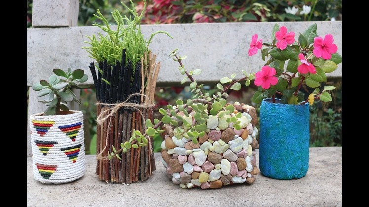4 Amazing planter ideas from waste plastic bottles.unique planter ideas.DIY Plant pots