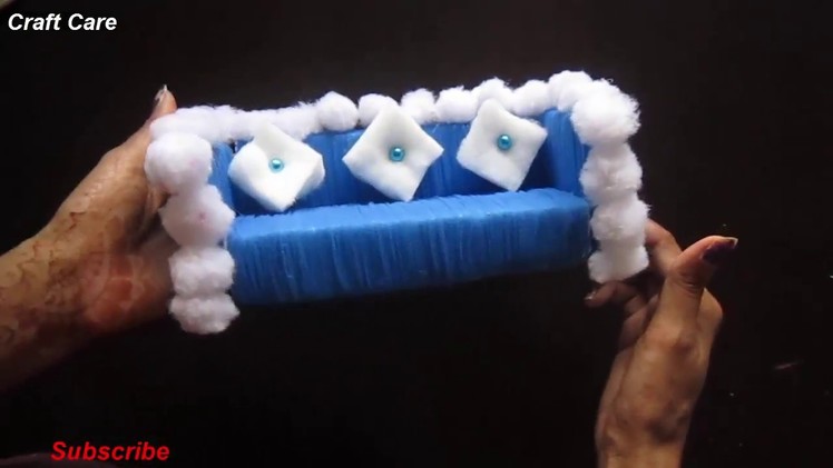 Craft Care Make decorative sofa miniature with nlka thread and waste thermocol # school project #DIY