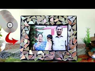 DIY CD photo frame Ideas.Best out of waste ideas.Recycle waste CD.Old CD craft ideas