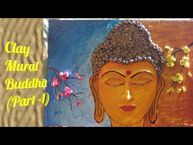 DIY Clay Mural Buddha (Part-1) l Diy clay mural painting for beginners step by step l #CraftArena 32