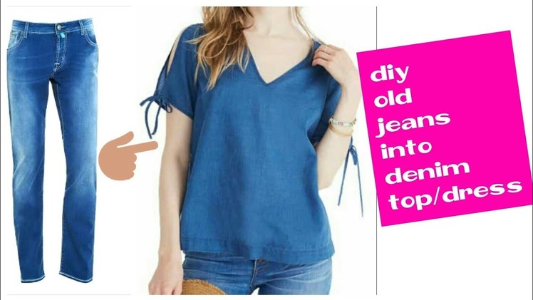 DIY : Convert jeans into Off Shoulder denim  top.Dress