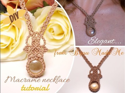 DIY elegant macrame necklace tutorial. How to wrap a stone. DIY macrame jewelry and crafts.