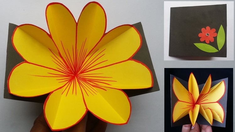 DIY: Flower Pop up Card.Gift card!!! How to Make Beautiful Paper Flower Pop up Card!!!