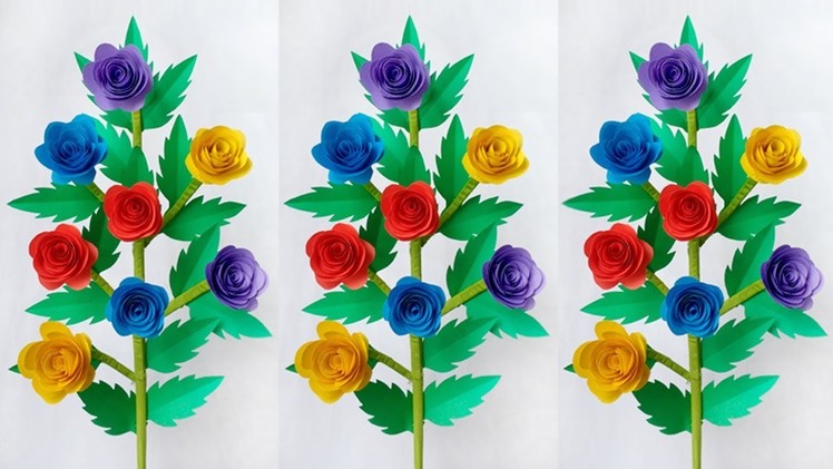 DIY: Flower Stick.DIY-Paper Roses.DIY-Paper Flowers.Paper Flower Stick For Room Decor