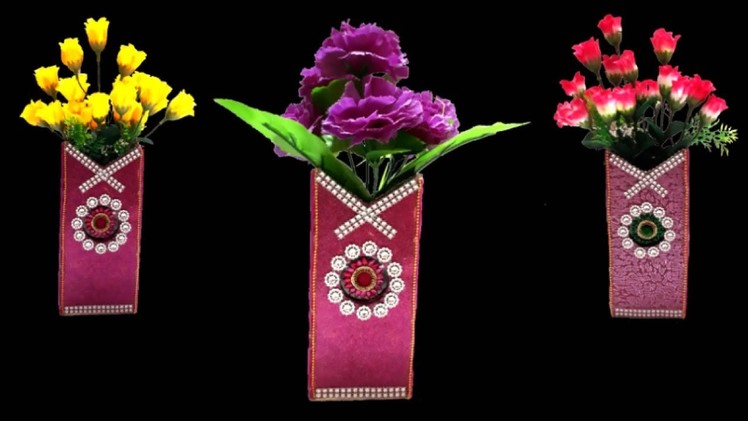 DIY How to make Flower Vase From Cardboard |DIY Flower vase with waste material |Flower vase craft