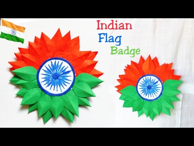DIY Independence day Badge.Indian Tricolor Flag Badge Making for kids.15 August Craft Ideas.Badge