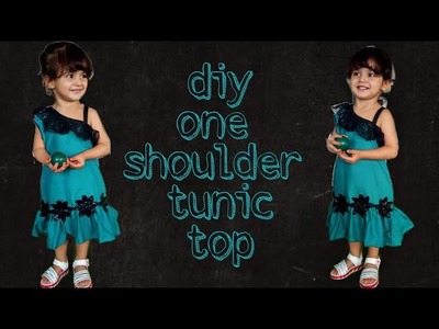 DIY One Shoulder Baby Frock With Cape Cutting And Stitching Tutorial