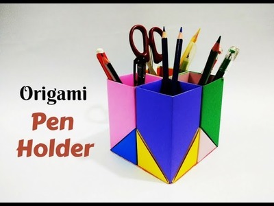 DIY- Paper Pen.Pencil holder | How to make Origami Pen Stand | Craftastic