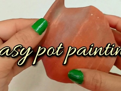 Easy pot painting using cello tape.DIY Pot painting tutorial at home-Shamina's DIY