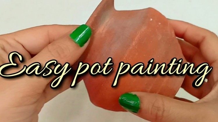 Easy pot painting using cello tape.DIY Pot painting tutorial at home-Shamina's DIY