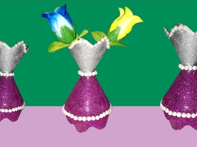 Flower vase from plastic bottle at home | Best out of waste | Plastic bottle craft idea