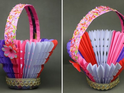 How To Make A DIY Paper Basket Using Plastic Bottle | Plastic Bottle Craft