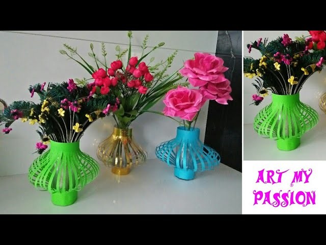 How to Make a Paper Flower Vase | DIY simple Paper Flower Vase | Paper Flower Bouquet | artmypassion