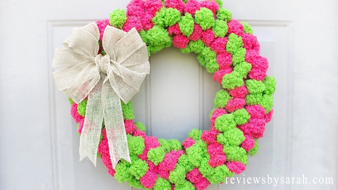 Download How to Make an Easy Pom Pom Wreath Beginners - DIY Fun Crafts Using Red Heart Pomp a Doodle Yarn