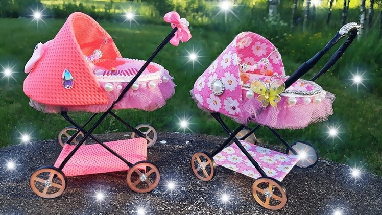 How to make carriage for baby doll| miniature baby carriage tutorial | DIY dolls. stroller |