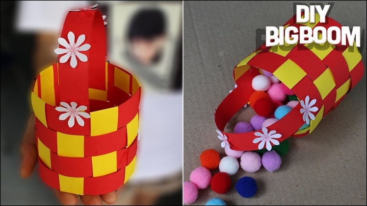 How to make Flower Basket with paper | Paper craft basket(2018) | DBB