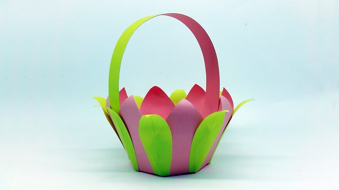 How to make Paper Flower Basket - DIY Leaf and Flower shaped Paper Basket