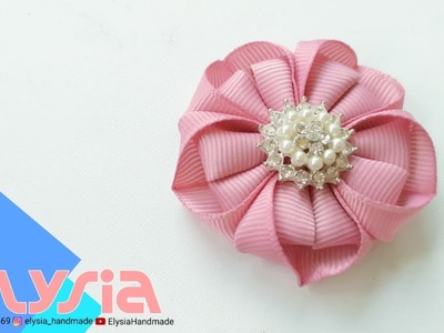 How To Make : Ribbon Kanzashi Flower ???? Flores Kanzashi ???? DIY by Elysia Handmade