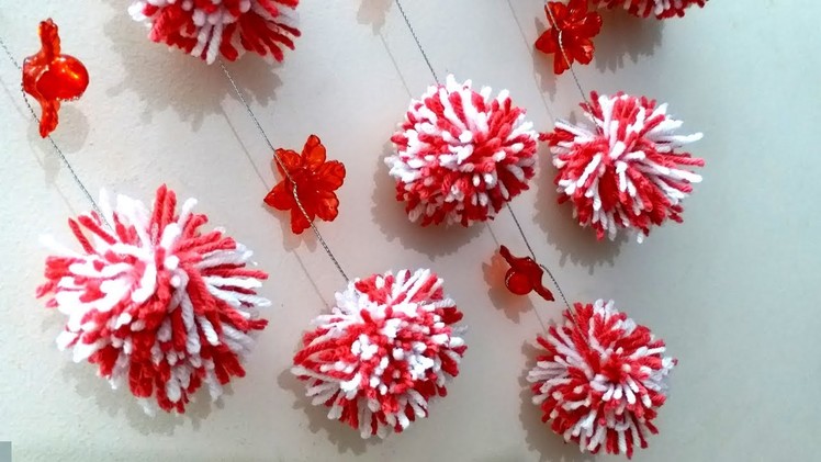 How to Make Woolen POM POM Wall hanging!! DIY Wall hanging for room Decoration | DIY With pom pom!