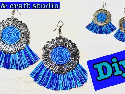 Lovely Fan Earrings With Two Tones Silk Thread Tassel earrings | how to make silk thread earrings