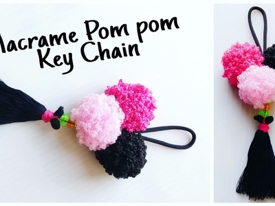 Macrame Pom Pom Key Chain With Tassel |DIY From Waste Macrame #5