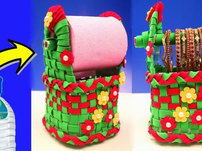 Plastic Bottle Craft Latest Idea 2018 - Making a Tissue Holder & Bangles Stand with Plastic Bottle