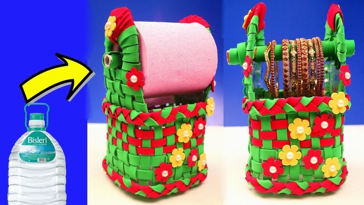 Plastic Bottle Craft Latest Idea 2018 - Making a Tissue Holder & Bangles Stand with Plastic Bottle