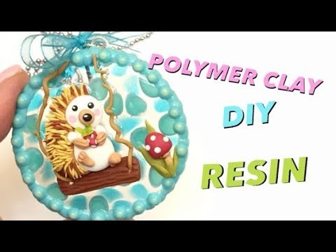 Porcupine charm.pendant- Polymer clay and resin- Tutorial- DIY