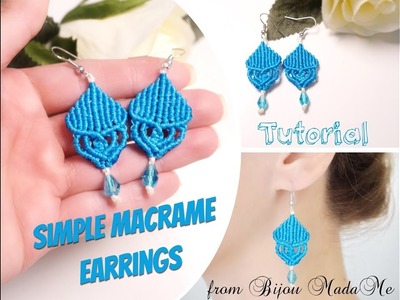Simple macrame earrings. Macrame tutorial for beginners. DIY macrame jewelry & crafts.