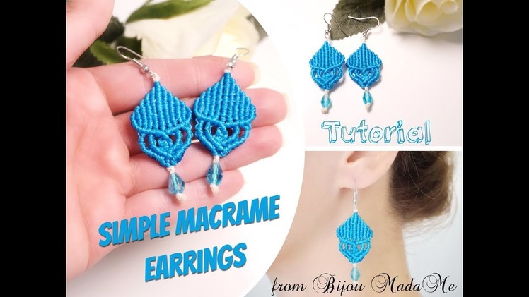 Simple macrame earrings. Macrame tutorial for beginners. DIY macrame jewelry & crafts.