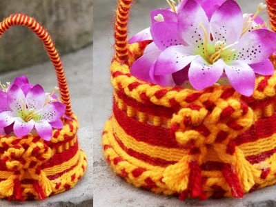 WOW ! Beautiful Decorative Flower Basket Making at Home.Handmade Craft | DIY Room Decor Flower Vase