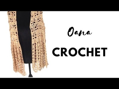 Crochet fancy rectangular shawl by Oana