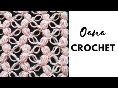 Crochet puff& solomon's knot pattern stitch by Oana