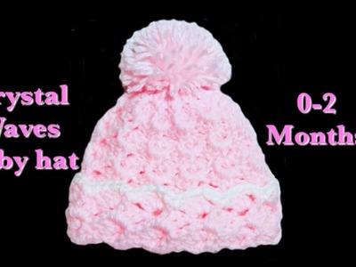 Crystal waves crochet stitch newborn baby hat #129
