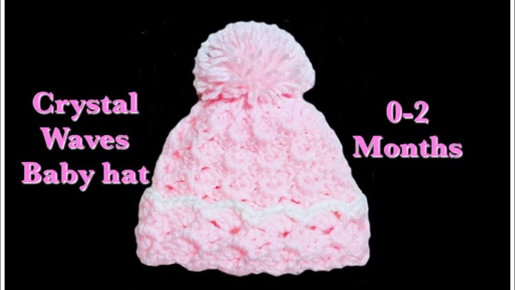 Crystal waves crochet stitch newborn baby hat #129