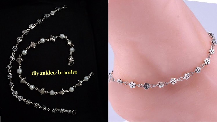 Diy  anklet bracelet||how to make anklet.bracelet at home||easy diy jewelry
