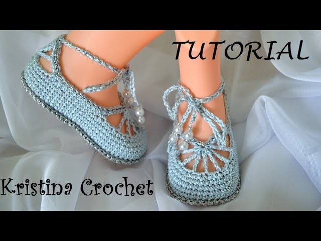 How to Crochet Ballet Slippers Tuturial (English)