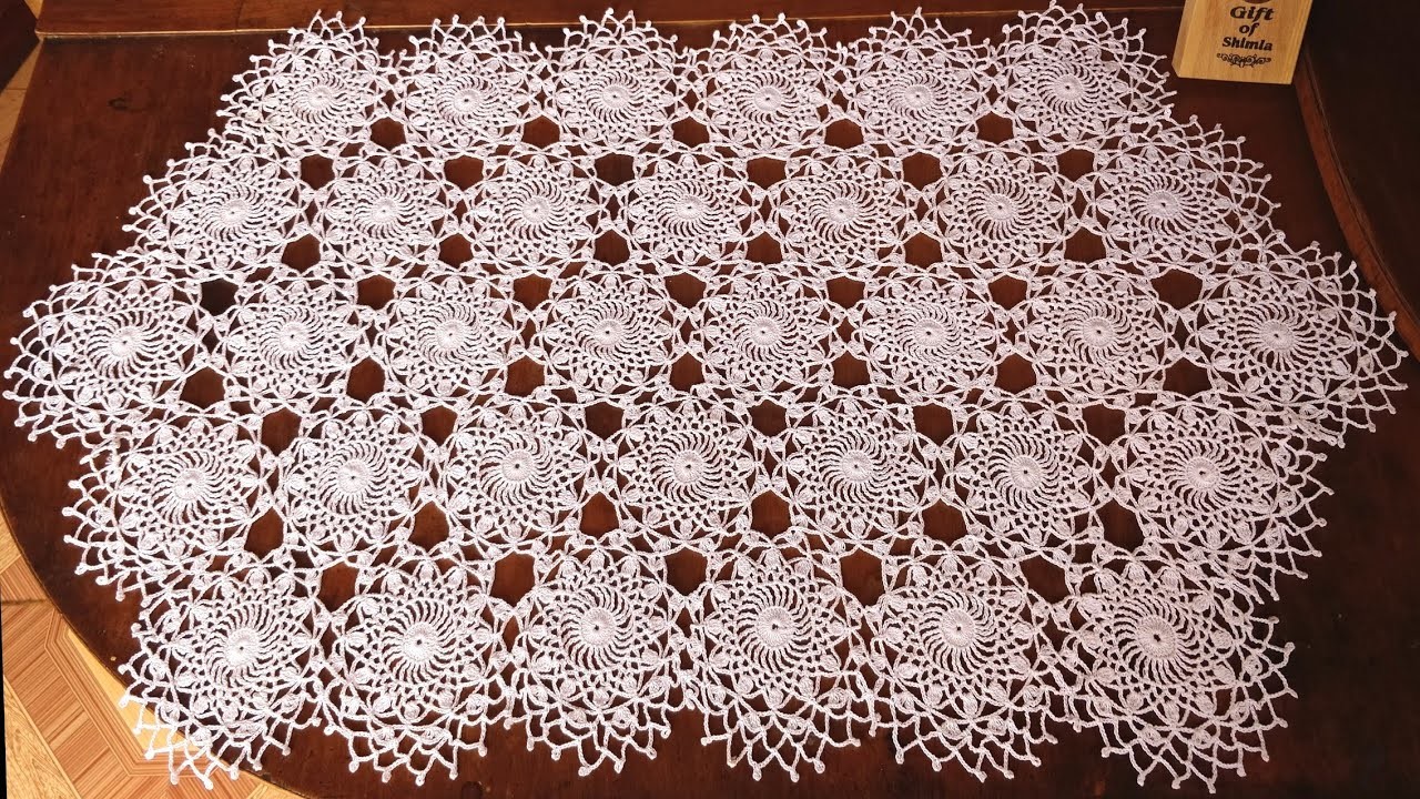 How to Crochet Fine Doily Motif Lace Table Cloth. Table Runner 2