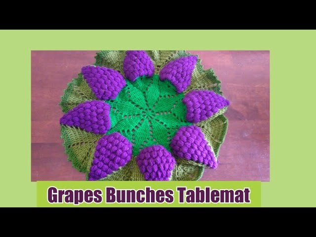 How to crochet grapes bunches tablemat # in Marathi#English subtitles #लोकरी रुमाल प्रकार 15 #part 2
