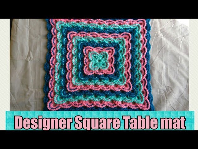 How to crochet square table mat # in Marathi # English subtitles.रुमाल प्रकार 16