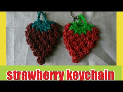 How to crochet strawberry keychain full video # in marathi # English subtitles