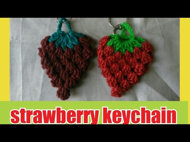 How to crochet strawberry keychain full video # in marathi # English subtitles