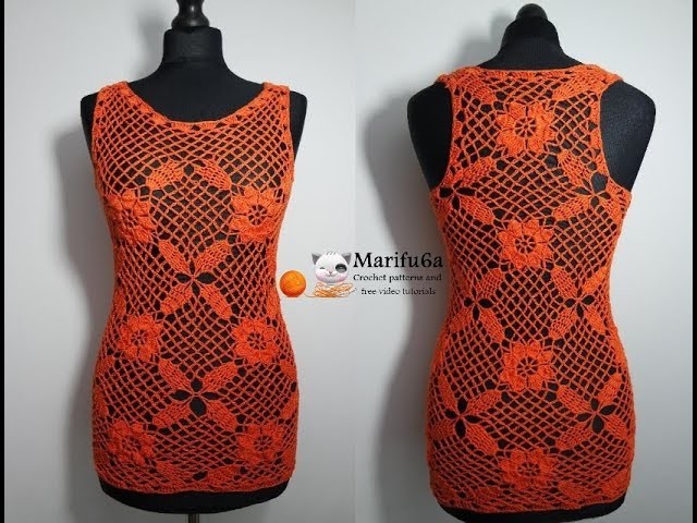 How to crochet vest orange top tunic free tutorial