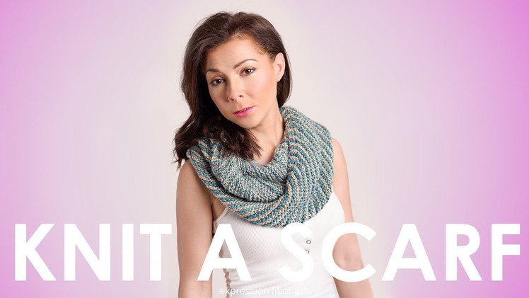 How to Knit a Striped Diagonal Infinity Scarf (for beginners)