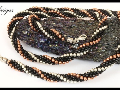 How to make a metallic stripes beaded kumihimo necklace