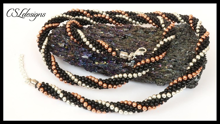 How to make a metallic stripes beaded kumihimo necklace
