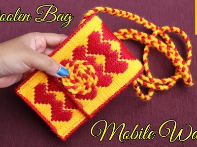 How to make a Mobile wallet woolen Bag | Crochet easy mobile cell phone pouch