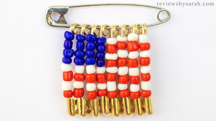 How to Make a USA Flag Friendship Pin - Happy Fourth 4th of July Crafts with Beads Pins