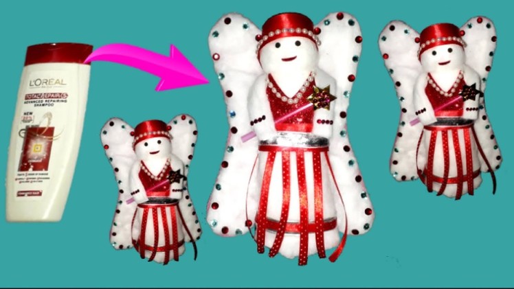 How to make Cotton Doll With shampoo bottle step by step at home | DIY Doll making craft idea