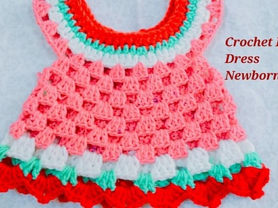 How to make  crochet baby dress {newborn size}-1